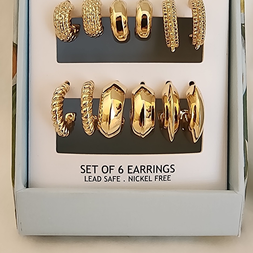 Brand New House of Harlow 1960 Gold Statement Earrings Set